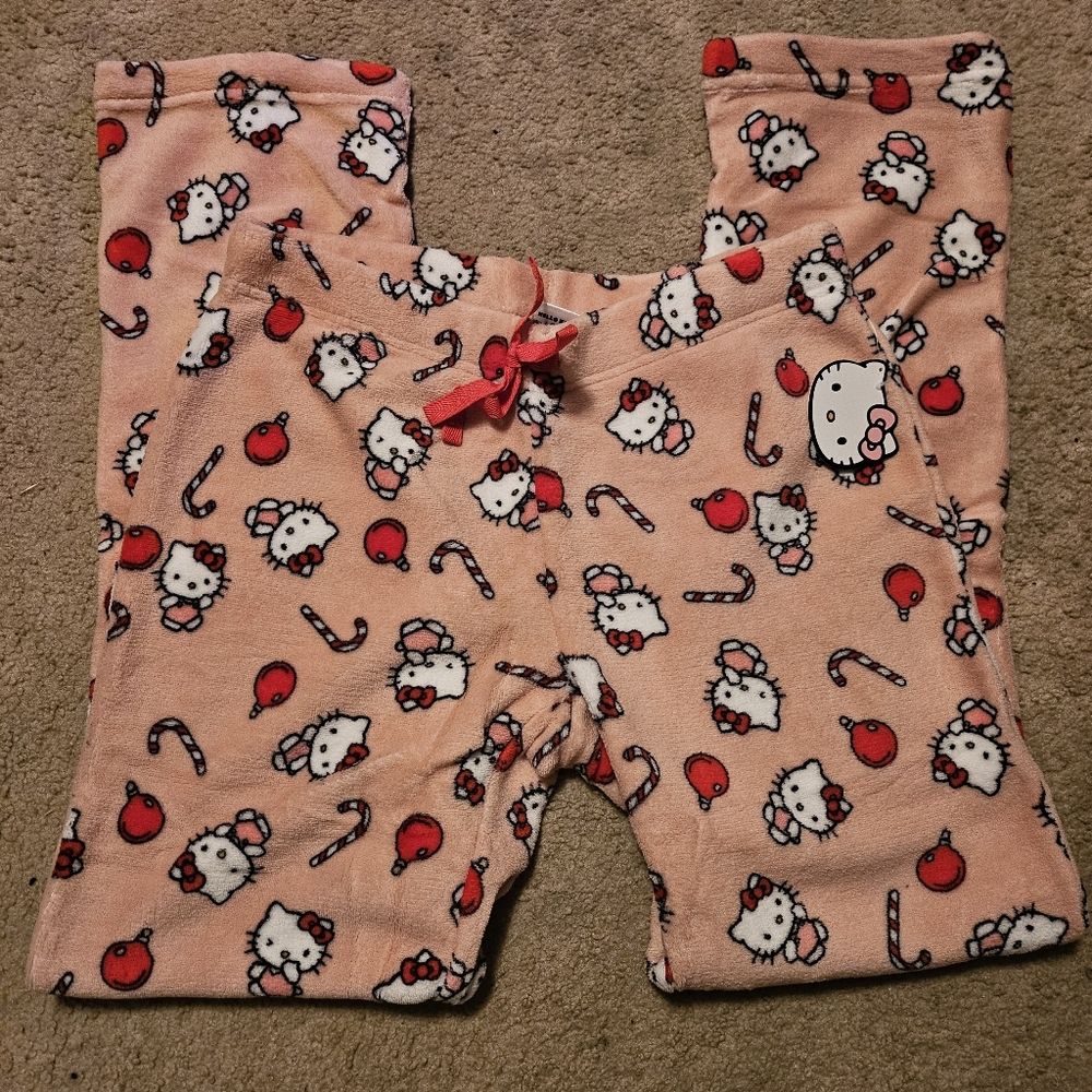 Hello Kitty Christmas Pajama Pants Women’s Size M L hello kitty pajamas plush